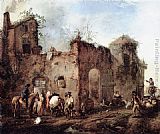 Famous Courtyard Paintings - Courtyard with a Farrier Shoeing a Horse